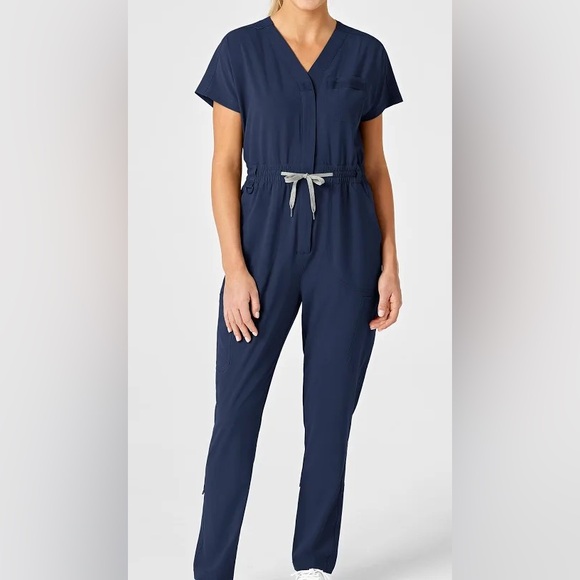 WonderWink Pants - RENEW Wonderwink Blue Zip Front Scrubs Full JumpSuit Modern Fit Women’s XL